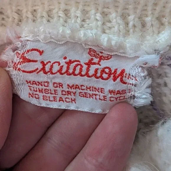 Vintage 1970s Excitation Knit Sweater Mock Neck Fuzzy Coquette Size S - Picture 7 of 7